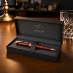 Load image into Gallery viewer, Personalized Parker Sonnet Ballpoint Pen – Red Lacquer with Gold Trim