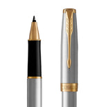 Load image into Gallery viewer, Parker Sonnet Stainless Steel GT Pen Gift Set, Gold Trim Ballpoint or Rollerball Pen, Luxury Executive Gift, Personalized Business Gift