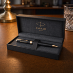 Load image into Gallery viewer, Personalized Parker Sonnet Ballpoint Pen – Matte Black Lacquer Gold Executive Gift