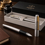 Load image into Gallery viewer, Personalized Parker Jotter Stainless Steel Fountain Pen, Engraved Luxury Gift, Custom Writer's Instrument