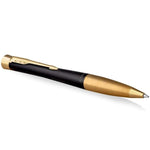 Load image into Gallery viewer, Custom Engraved Parker Urban Black Lacquer Gold Pen, Personalized Gift for Men, Wedding, Retirement
