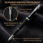 Load image into Gallery viewer, Personalized Parker IM Matte Black Fountain Pen, Engraved Chrome Trim Executive Gift