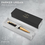 Load image into Gallery viewer, Custom Engraved Parker Urban Black Lacquer Gold Pen, Personalized Gift for Men, Wedding, Retirement