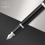 Load image into Gallery viewer, Personalized Parker IM Matte Black Fountain Pen, Engraved Chrome Trim Executive Gift
