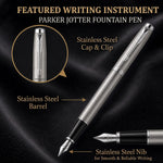 Load image into Gallery viewer, Personalized Parker Jotter Stainless Steel Fountain Pen, Engraved Luxury Gift, Custom Writer's Instrument