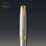 Load image into Gallery viewer, Personalized Parker Sonnet Rollerball Pen – Stainless Steel & 23K Gold | Engraved Parker Pen | Luxury Executive Gift