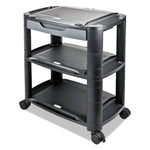 Load image into Gallery viewer, 3-in-1 Cart/stand, Plastic, 3 Shelves, 1 Drawer, 100 Lb Capacity, 21.63" X 13.75" X 24.75", Black/gray