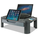 Load image into Gallery viewer, 3-in-1 Cart/stand, Plastic, 3 Shelves, 1 Drawer, 100 Lb Capacity, 21.63" X 13.75" X 24.75", Black/gray