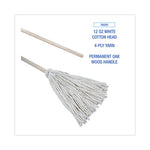 Load image into Gallery viewer, Handle/deck Mops, #12 White Cotton Head, 48" Natural Wood Handle, 6/pack