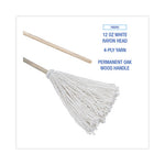 Load image into Gallery viewer, Handle/deck Mops, #12 White Rayon Head, 48" Natural Wood Handle, 6/pack
