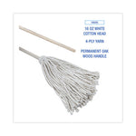 Load image into Gallery viewer, Handle/deck Mops, #16 White Cotton Head, 48" Natural Wood Handle