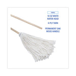 Load image into Gallery viewer, Handle/deck Mops, #16 White Rayon Head, 48" Natural Wood Handle