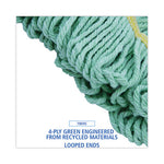 Load image into Gallery viewer, Ecomop Looped-end Mop Head, Recycled Fibers, Large Size, Green, 12/carton