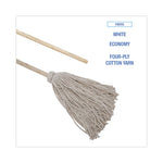 Load image into Gallery viewer, Handle/deck Mops, #24 White Cotton Head, 54" Natural Wood Handle, 6/pack