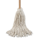 Load image into Gallery viewer, Handle/deck Mop, #32 White Cotton Head, 54" Natural Wood Handle, 6/pack