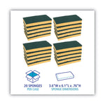 Load image into Gallery viewer, Scrubbing Sponge, Medium Duty, 3.6 X 6.1, 0.75" Thick, Yellow/green, Individually Wrapped, 20/carton