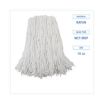 Load image into Gallery viewer, Premium Cut-end Wet Mop Heads, Rayon, 16oz, White, 12/carton