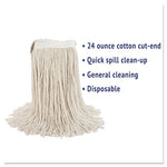 Load image into Gallery viewer, Premium Cut-end Wet Mop Heads, Cotton, 24oz, White, 12/carton