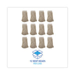 Load image into Gallery viewer, Mop Head, Premium Saddleback Head, Cotton Fiber, 24 Oz, White, 12/carton