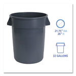Load image into Gallery viewer, Round Waste Receptacle, 32 Gal, Linear-low-density Polyethylene, Gray