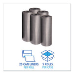 Load image into Gallery viewer, Low-density Waste Can Liners, 60 Gal, 1.1 Mil, 38" X 58", Gray, 20 Bags/roll, 5 Rolls/carton