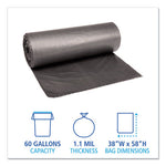 Load image into Gallery viewer, Low-density Waste Can Liners, 60 Gal, 1.1 Mil, 38" X 58", Gray, 20 Bags/roll, 5 Rolls/carton