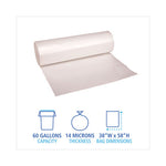 Load image into Gallery viewer, High-density Can Liners, 60 Gal, 14 Mic, 38" X 58", Natural, 25 Bags/roll, 8 Rolls/carton