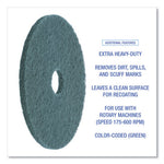 Load image into Gallery viewer, Heavy-duty Scrubbing Floor Pads, 17" Diameter, Green, 5/carton