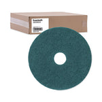 Load image into Gallery viewer, Heavy-duty Scrubbing Floor Pads, 17" Diameter, Green, 5/carton