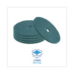 Load image into Gallery viewer, Heavy-duty Scrubbing Floor Pads, 18" Diameter, Green, 5/carton
