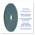Load image into Gallery viewer, Heavy-duty Scrubbing Floor Pads, 18" Diameter, Green, 5/carton