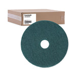 Load image into Gallery viewer, Heavy-duty Scrubbing Floor Pads, 18" Diameter, Green, 5/carton