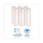 Load image into Gallery viewer, High-density Can Liners, 45 Gal, 19 Mic, 40" X 46", Natural, 25 Bags/roll, 6 Rolls/carton