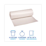 Load image into Gallery viewer, High-density Can Liners, 45 Gal, 19 Mic, 40" X 46", Natural, 25 Bags/roll, 6 Rolls/carton