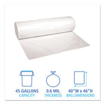 Load image into Gallery viewer, Low-density Waste Can Liners, 45 Gal, 0.6 Mil, 40" X 46", White, 25 Bags/roll, 4 Rolls/carton