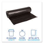 Load image into Gallery viewer, Low-density Waste Can Liners, 45 Gal, 0.6 Mil, 40" X 46", Black, 25 Bags/roll, 4 Rolls/carton