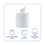 Load image into Gallery viewer, Center-pull Roll Towels, 2-ply, 10 X 7.6, White, 600/roll, 6/carton
