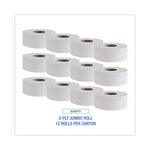 Load image into Gallery viewer, Jumbo Roll Bathroom Tissue, Septic Safe, 2-ply, White, 3.4" X 1,000 Ft, 12 Rolls/carton