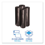Load image into Gallery viewer, Low-density Waste Can Liners, 56 Gal, 0.6 Mil, 43" X 47", Black, 25 Bags/roll, 4 Rolls/carton
