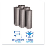 Load image into Gallery viewer, Low-density Waste Can Liners, 56 Gal, 1.1 Mil, 43" X 47", Gray, 20 Bags/roll, 5 Rolls/carton