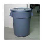 Load image into Gallery viewer, Lids For 44 Gal Waste Receptacles, Flat-top, Round, Plastic Gray
