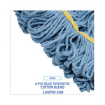Load image into Gallery viewer, Super Loop Wet Mop Head, Cotton/synthetic Fiber, 5" Headband, Small Size, Blue, 12/carton