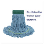 Load image into Gallery viewer, Super Loop Wet Mop Head, Cotton/synthetic Fiber, 5" Headband, Medium Size, Blue, 12/carton