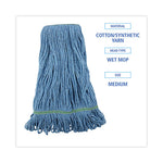 Load image into Gallery viewer, Super Loop Wet Mop Head, Cotton/synthetic Fiber, 1" Headband, Medium Size, Blue, 12/carton