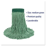 Load image into Gallery viewer, Super Loop Wet Mop Head, Cotton/synthetic Fiber, 5" Headband, Medium Size, Green, 12/carton