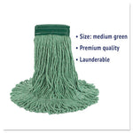 Load image into Gallery viewer, Super Loop Wet Mop Head, Cotton/synthetic Fiber, 5" Headband, Medium Size, Green