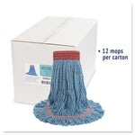 Load image into Gallery viewer, Super Loop Wet Mop Head, Cotton/synthetic Fiber, 5" Headband, Large Size, Blue, 12/carton