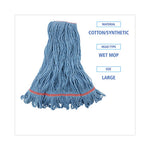 Load image into Gallery viewer, Super Loop Wet Mop Head, Cotton/synthetic Fiber, 1" Headband, Large Size, Blue, 12/carton