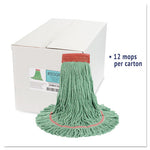 Load image into Gallery viewer, Super Loop Wet Mop Head, Cotton/synthetic Fiber, 5" Headband, Large Size, Green, 12/carton