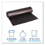 Load image into Gallery viewer, Recycled Low-density Polyethylene Can Liners, 33 Gal, 1.2 Mil, 33" X 39", Black, 10 Bags/roll, 10 Rolls/carton